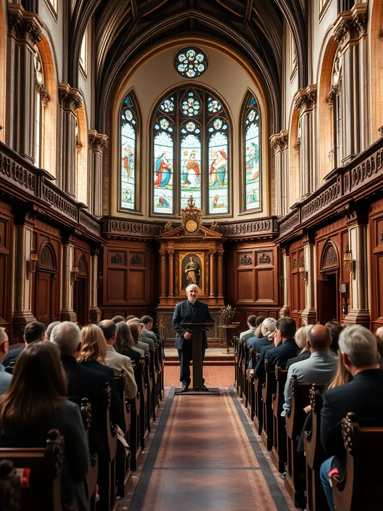 A photograph featuring a lecture or presentation about the history and art of the Église de la Trinité La Palud, illustrating the association's efforts in raising awareness.