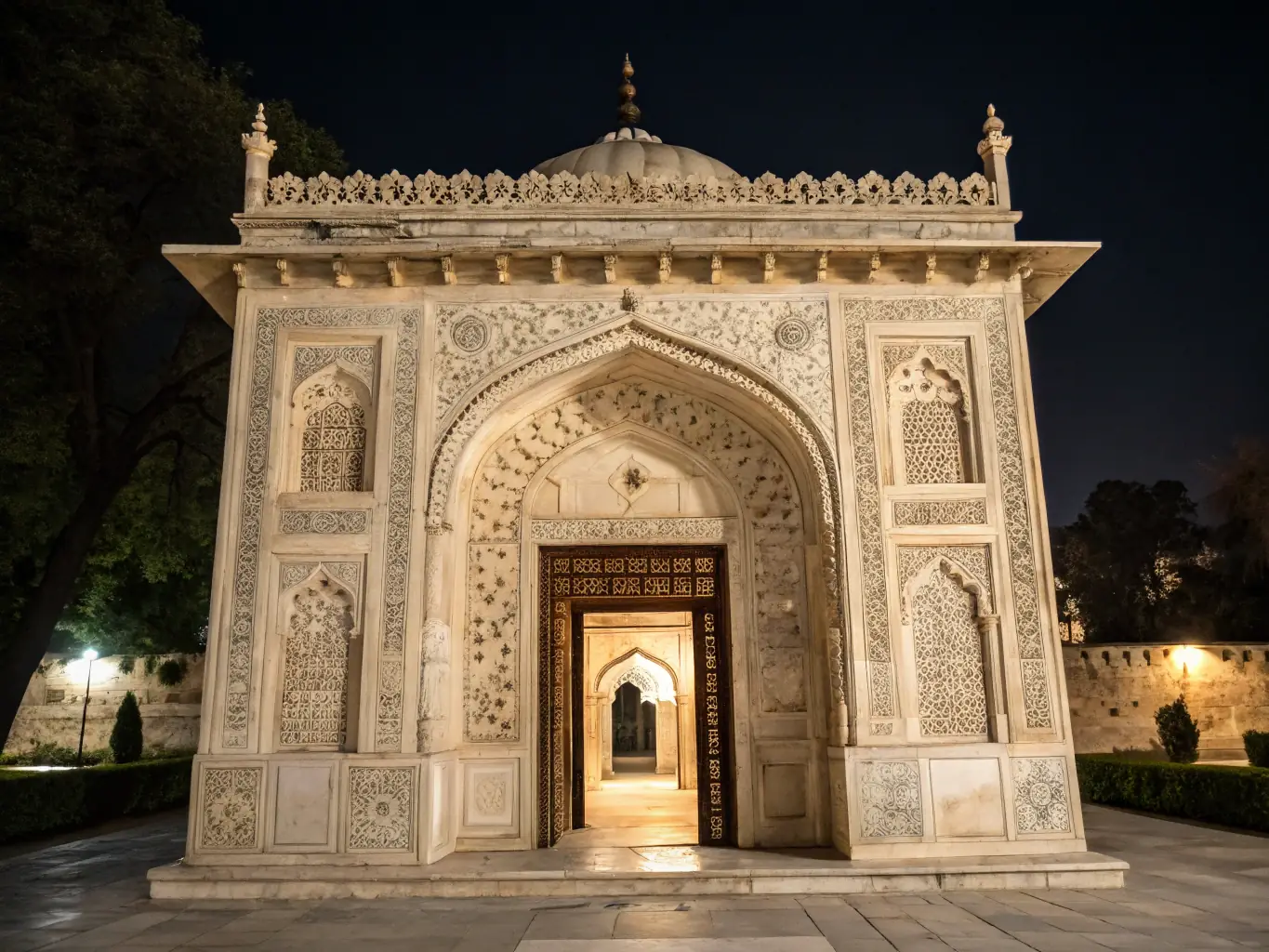 A beautifully restored section of the Église de la Trinité La Palud, showcasing intricate stonework and architectural details, bathed in soft, natural light.